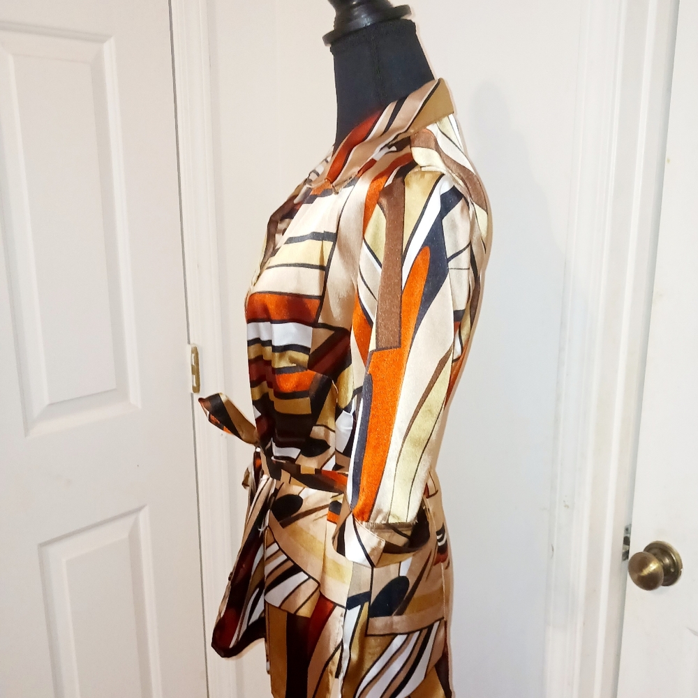 Striped Multicolor Button-Up Blouse - Picture 5 of 6